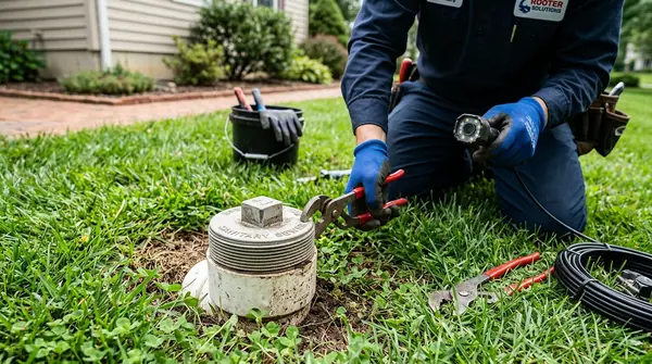 Trenchless sewer line inspection technician evaluating underground pipe in Salt Lake City