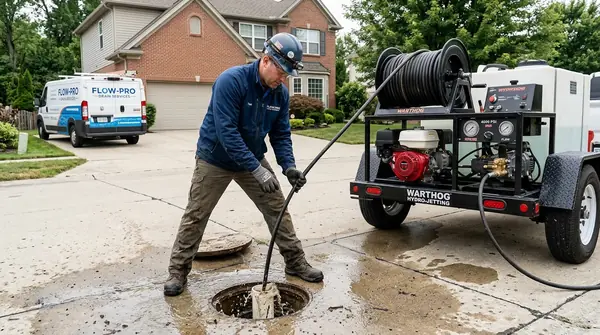 High-pressure hydro jetting clearing clogged main drain line in Salt Lake City