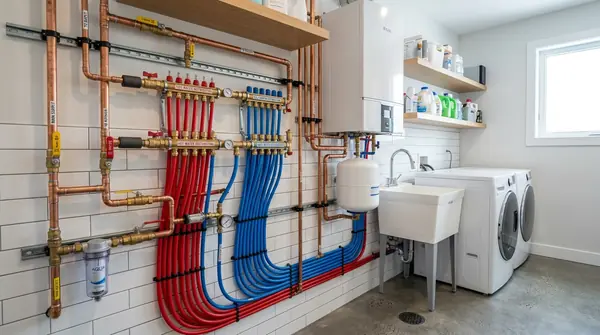 Emergency plumbing technician replacing damaged copper water supply line